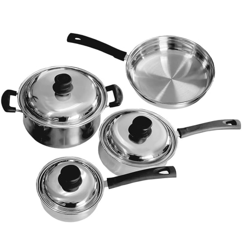 Fortis Classic 7-Piece Heavy Duty Cookware Set, Stainless Steel 